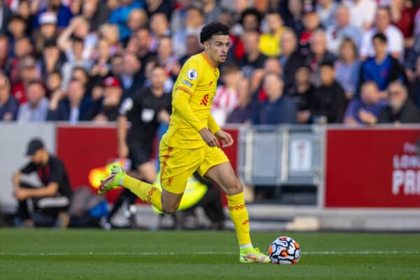 LONDON, ENGLAND - Saturday, September 25, 2021: Liverpool's Curtis Jones during the FA Premier League match between Brentford FC and Liverpool FC at the Brentford Community Stadium. (Pic by David Rawcliffe/Propaganda)