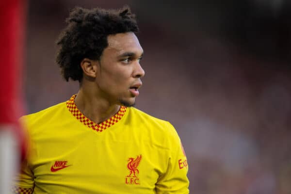 LONDON, ENGLAND - Saturday, September 25, 2021: Liverpool's Trent Alexander-Arnold during the FA Premier League match between Brentford FC and Liverpool FC at the Brentford Community Stadium. (Pic by David Rawcliffe/Propaganda)