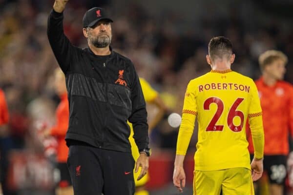 LONDON, ENGLAND - Saturday, September 25, 2021: Liverpool's manager Jürgen Klopp after the FA Premier League match between Brentford FC and Liverpool FC at the Brentford Community Stadium. The game ended in a 3-3 draw. (Pic by David Rawcliffe/Propaganda)