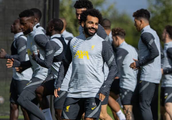 LIVERPOOL, ENGLAND - Monday, September 27, 2021: Liverpool's Mohamed Salah during a training session at the AXA Training Centre ahead of the UEFA Champions League Group B Matchday 2 game between FC Porto and Liverpool FC. (Pic by David Rawcliffe/Propaganda)