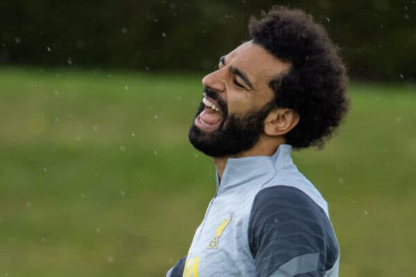 LIVERPOOL, ENGLAND - Monday, September 27, 2021: Liverpool's Mohamed Salah during a training session at the AXA Training Centre ahead of the UEFA Champions League Group B Matchday 2 game between FC Porto and Liverpool FC. (Pic by David Rawcliffe/Propaganda)