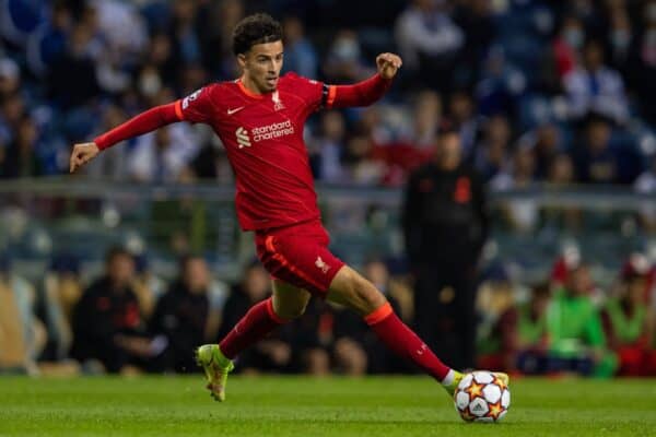 PORTO, PORTUGAL - Tuesday, September 28, 2021: Liverpool's Curtis Jones during the UEFA Champions League Group B Matchday 2 game between FC Porto and Liverpool FC at the Estádio do Dragão. (Pic by David Rawcliffe/Propaganda)