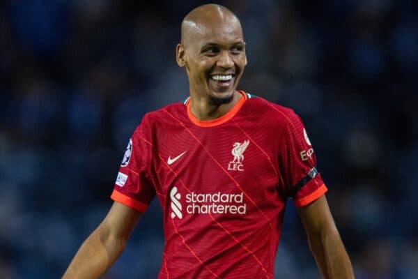 PORTO, PORTUGAL - Tuesday, September 28, 2021: Liverpool's Fabio Henrique Tavares 'Fabinho' during the UEFA Champions League Group B Matchday 2 game between FC Porto and Liverpool FC at the Estádio do Dragão. (Pic by David Rawcliffe/Propaganda)