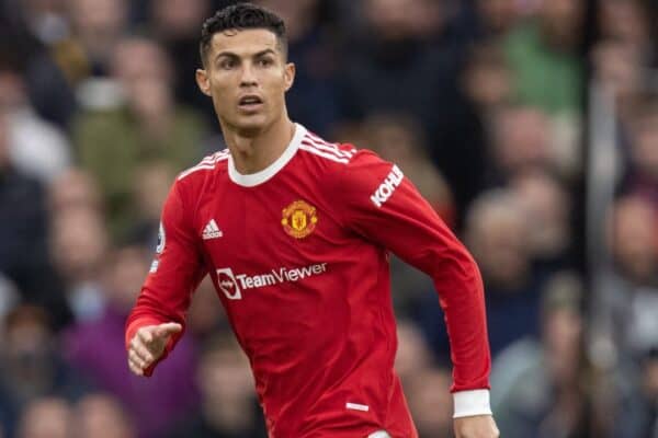 MANCHESTER, INGHILTERRA - Sabato 2 ottobre 2021: Cristiano Ronaldo del Manchester United durante la partita della Premier League tra Manchester United ed Everton a Old Trafford.  (Pic David Rawcliffe/Propaganda)