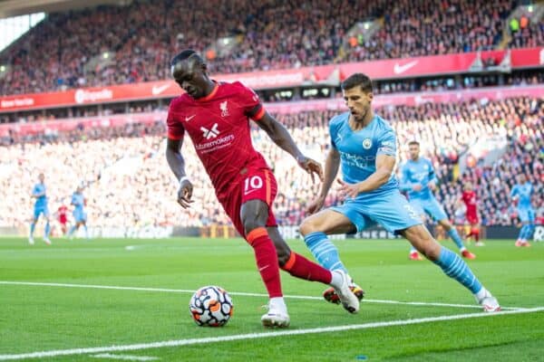 LIVERPOOL, ENGLAND - Sunday, October 3, 2021: Liverpool's Sadio Mané during the FA Premier League match between Liverpool FC and Manchester City FC at Anfield. (Pic by David Rawcliffe/Propaganda)