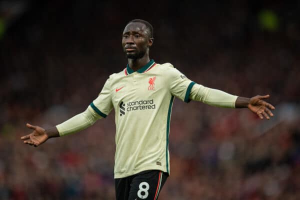 MANCHESTER, ENGLAND - Sunday, October 24, 2021: Liverpool's Naby Keita during the FA Premier League match between Manchester United FC and Liverpool FC at Old Trafford. (Pic by David Rawcliffe/Propaganda)