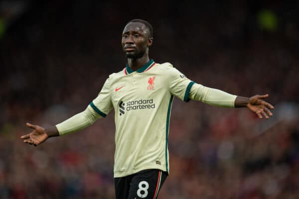 MANCHESTER, ENGLAND - Sunday, October 24, 2021: Liverpool's Naby Keita during the FA Premier League match between Manchester United FC and Liverpool FC at Old Trafford. (Pic by David Rawcliffe/Propaganda)