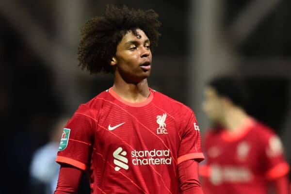 PRESTON, ENGLAND - Wednesday, October 27, 2021: Liverpool's Harvey Blair during the English Football League Cup 4th Round match between Preston North End FC and Liverpool FC at Deepdale. (Pic by David Rawcliffe/Propaganda)