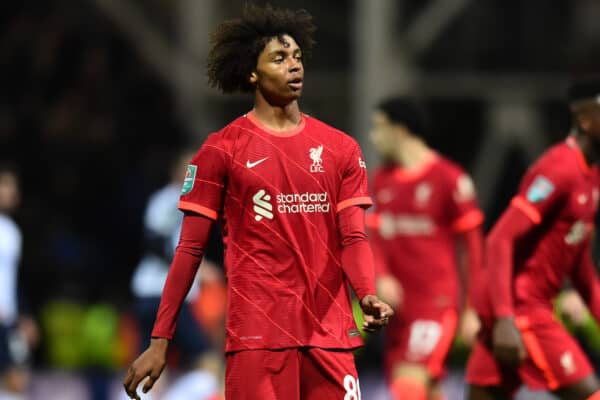 PRESTON, ENGLAND - Wednesday, October 27, 2021: Liverpool's Harvey Blair during the English Football League Cup 4th Round match between Preston North End FC and Liverpool FC at Deepdale. (Pic by David Rawcliffe/Propaganda)