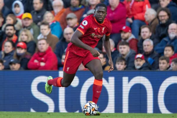 LIVERPOOL, ENGLAND - Saturday, October 30, 2021: Liverpool's Ibrahima Konaté during the FA Premier League match between Liverpool FC and Brighton & Hove Albion FC at Anfield. (Pic by David Rawcliffe/Propaganda)