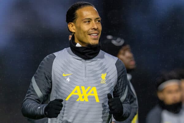 LIVERPOOL, ENGLAND - Tuesday, November 2, 2021: Liverpool's Virgil van Dijk during a training session at the AXA Training Centre ahead of the UEFA Champions League Group B Matchday 4 game between Liverpool FC and Club Atlético de Madrid. (Pic by David Rawcliffe/Propaganda)