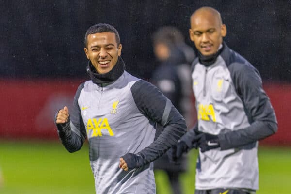 Thiago and Fabinho training, Kirkby (Pic by David Rawcliffe/Propaganda)