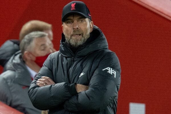 LIVERPOOL, ENGLAND - Wednesday, November 3, 2021: Liverpool's manager Jürgen Klopp during the UEFA Champions League Group B Matchday 4 game between Liverpool FC and Club Atlético de Madrid at Anfield. (Pic by David Rawcliffe/Propaganda)