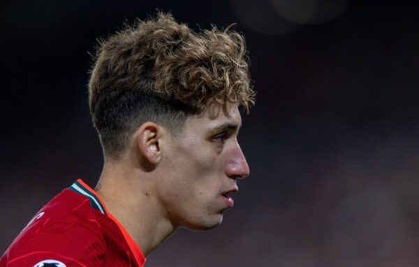 LIVERPOOL, ENGLAND - Wednesday, November 3, 2021: Liverpool's Diogo Jota, with a black eye, during the UEFA Champions League Group B Matchday 4 game between Liverpool FC and Club Atlético de Madrid at Anfield. (Pic by David Rawcliffe/Propaganda)