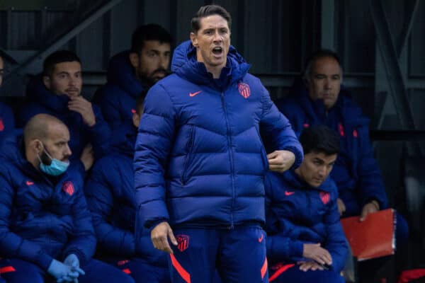 LIVERPOOL, ENGLAND - Wednesday, November 3, 2021: Club Atlético de Madrid's coach Fernando Torres during the UEFA Youth League Group B Matchday 4 game between Liverpool FC Under19's and Club Atlético de Madrid Under-19's at the Liverpool Academy. (Pic by David Rawcliffe/Propaganda)