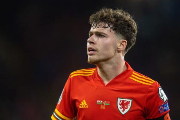 CARDIFF, WALES - Saturday, November 13, 2021: Wales' Neco Williams during the FIFA World Cup Qatar 2022 Qualifying Group E match between Wales and Belarus at the Cardiff City Stadium. (Pic by David Rawcliffe/Propaganda)