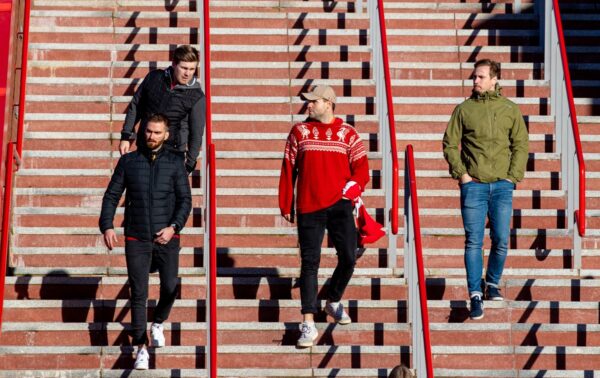 LIVERPOOL, ENGLAND - Saturday, November 20, 2021: Liverpool supporters before the FA Premier League match between Liverpool FC and Arsenal FC at Anfield. (Pic by David Rawcliffe/Propaganda)