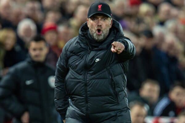 LIVERPOOL, ENGLAND - Saturday, November 20, 2021: Liverpool's manager Jürgen Klopp during the FA Premier League match between Liverpool FC and Arsenal FC at Anfield. (Pic by David Rawcliffe/Propaganda)