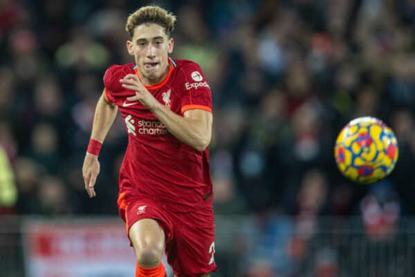 LIVERPOOL, ENGLAND - Saturday, November 20, 2021: Liverpool's Kostas Tsimikas during the FA Premier League match between Liverpool FC and Arsenal FC at Anfield. (Pic by David Rawcliffe/Propaganda)