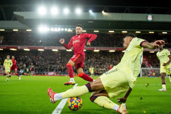 LIVERPOOL, ENGLAND - Saturday, November 20, 2021: Liverpool's Alex Oxlade-Chamberlain during the FA Premier League match between Liverpool FC and Arsenal FC at Anfield. (Pic by David Rawcliffe/Propaganda)