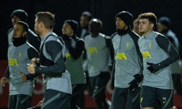 LIVERPOOL, ENGLAND - Tuesday, November 23, 2021: Liverpool's Neco Williams during a training session at the AXA Training Centre ahead of the UEFA Champions League Group B Matchday 4 game between Liverpool FC and FC Porto. (Pic by David Rawcliffe/Propaganda)