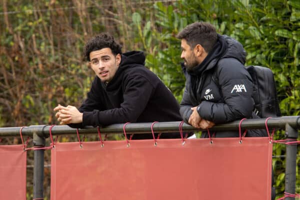 LIVERPOOL, ENGLAND - Wednesday, November 24, 2021: Liverpool's Curtis Jones watches from the sidelines during the UEFA Youth League Group B Matchday 4 game between Liverpool FC Under 19's and FC Porto Under 19's at the Liverpool Academy. (Pic by David Rawcliffe/Propaganda)