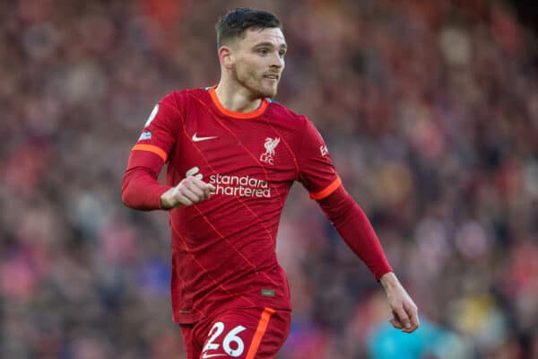 LIVERPOOL, ENGLAND - Saturday, November 27, 2021: Liverpool's Andy Robertson during the FA Premier League match between Liverpool FC and Southampton FC at Anfield. (Pic by David Rawcliffe/Propaganda)