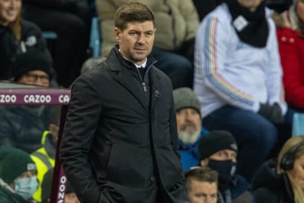 BIRMINGHAM, ENGLAND - Sunday, December 5, 2021: Aston Villa's manager Steven Gerrard during the FA Premier League match between Aston Villa FC and Leicester City FC at Villa Park. (Pic by David Rawcliffe/Propaganda)