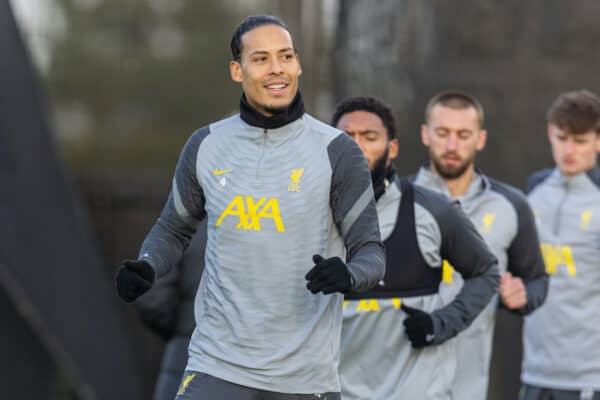 LIVERPOOL, ENGLAND - Monday, December 6, 2021: Liverpool's Virgil van Dijk during a training session at the AXA Training Centre ahead of the UEFA Champions League Group B Matchday 6 game between AC Milan and Liverpool FC. (Pic by David Rawcliffe/Propaganda)