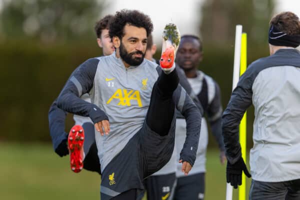 LIVERPOOL, ENGLAND - Monday, December 6, 2021: Liverpool's Mohamed Salah during a training session at the AXA Training Centre ahead of the UEFA Champions League Group B Matchday 6 game between AC Milan and Liverpool FC. (Pic by David Rawcliffe/Propaganda)