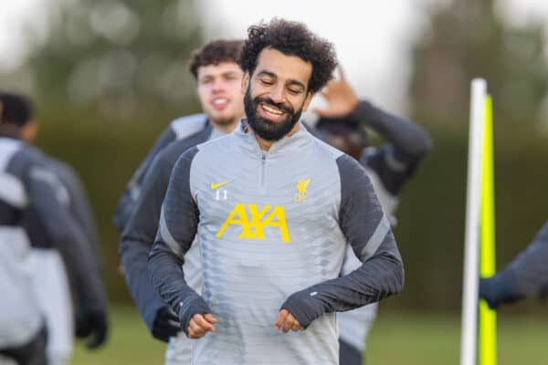 LIVERPOOL, ENGLAND - Monday, December 6, 2021: Liverpool's Mohamed Salah during a training session at the AXA Training Centre ahead of the UEFA Champions League Group B Matchday 6 game between AC Milan and Liverpool FC. (Pic by David Rawcliffe/Propaganda)