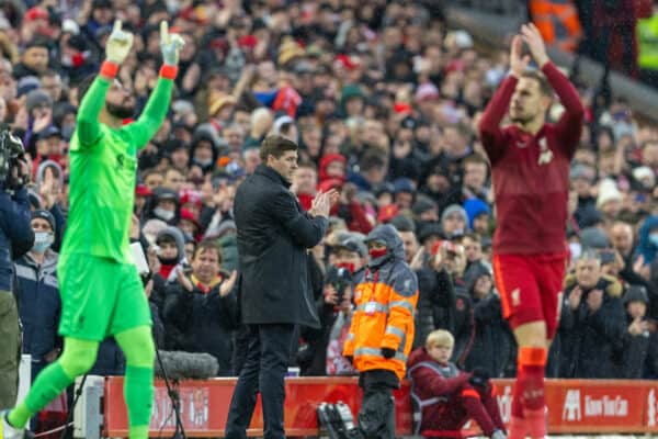 LIVERPOOL, ENGLAND - Saturday, December 11, 2021: Aston Villa's manager Steven Gerrard before during the FA Premier League match between Liverpool FC and Aston Villa FC at Anfield. (Pic by David Rawcliffe/Propaganda)