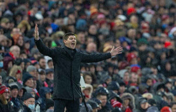 LIVERPOOL, ENGLAND - Saturday, December 11, 2021: Aston Villa's manager Steven Gerrard during the FA Premier League match between Liverpool FC and Aston Villa FC at Anfield. (Pic by David Rawcliffe/Propaganda)