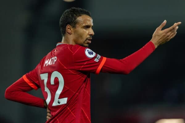 LIVERPOOL, ENGLAND - Thursday, December 16, 2021: Liverpool's Joel Matip during the FA Premier League match between Liverpool FC and Newcastle United FC at Anfield. (Pic by David Rawcliffe/Propaganda)