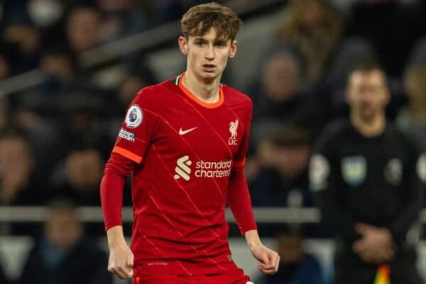 LONDON, ENGLAND - Sunday, December 19, 2021: Liverpool's Tyler Morton during the FA Premier League match between Tottenham Hotspur FC and Liverpool FC at the Tottenham Hotspur Stadium. (Pic by David Rawcliffe/Propaganda)