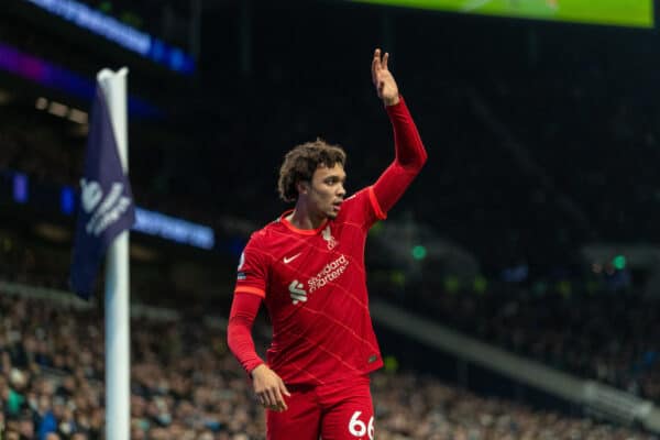 LONDON, ENGLAND - Sunday, December 19, 2021: Liverpool's Trent Alexander-Arnold during the FA Premier League match between Tottenham Hotspur FC and Liverpool FC at the Tottenham Hotspur Stadium. (Pic by David Rawcliffe/Propaganda)