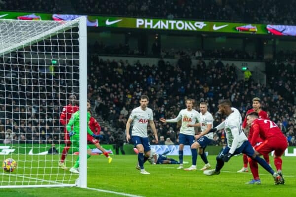 LONDON, ENGLAND - Sunday, December 19, 2021: Liverpool's Andy Robertson scores the second goal during the FA Premier League match between Tottenham Hotspur FC and Liverpool FC at the Tottenham Hotspur Stadium. (Pic by David Rawcliffe/Propaganda)