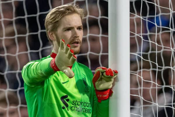 LONDON, ENGLAND - Sunday, January 2, 2022: Liverpool's goalkeeper Caoimhin Kelleher during the FA Premier League match between Chelsea FC and Liverpool FC at Stamford Bridge. (Pic by David Rawcliffe/Propaganda)