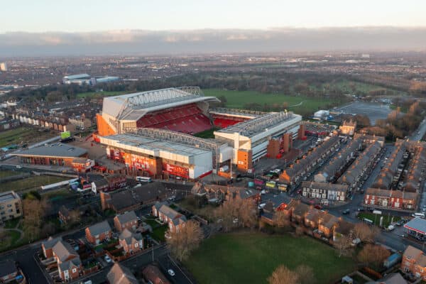 Anfield aerial, general view, Stanley Park, Goodison in background. (Pic by David Rawcliffe/Propaganda)