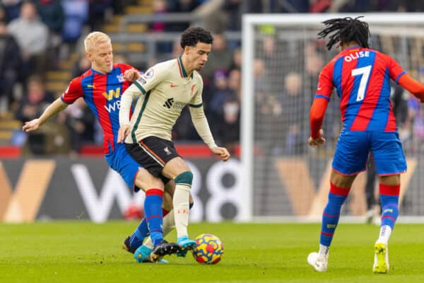 LONDON, ENGLAND - Sunday, January 23, 2022: Liverpool's Curtis Jones during the FA Premier League match between Crystal Palace FC and Liverpool FC at Selhurst Park. (Pic by David Rawcliffe/Propaganda)