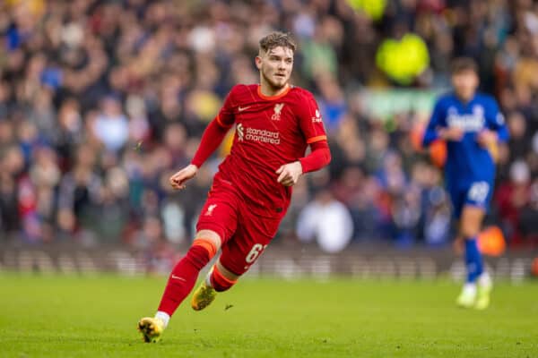 LIVERPOOL, ENGLAND - Sunday, February 6th, 2022: Liverpool's Harvey Elliott during the FA Cup 4th Round match between Liverpool FC and Cardiff City FC at Anfield. (Pic by David Rawcliffe/Propaganda)