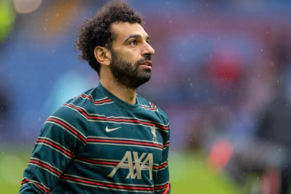 BURNLEY, ENGLAND - Sunday, February 13, 2022: Liverpool's Mohamed Salah during the pre-match warm-up before the FA Premier League match between Burnley FC and Liverpool FC at Turf Moor. (Pic by David Rawcliffe/Propaganda)