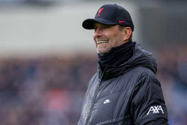 BURNLEY, ENGLAND - Sunday, February 13, 2022: Liverpool's manager Jürgen Klopp during the FA Premier League match between Burnley FC and Liverpool FC at Turf Moor. (Pic by David Rawcliffe/Propaganda)