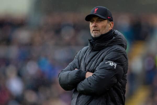 BURNLEY, ENGLAND - Sunday, February 13, 2022: Liverpool's manager Jürgen Klopp during the FA Premier League match between Burnley FC and Liverpool FC at Turf Moor. (Pic by David Rawcliffe/Propaganda)