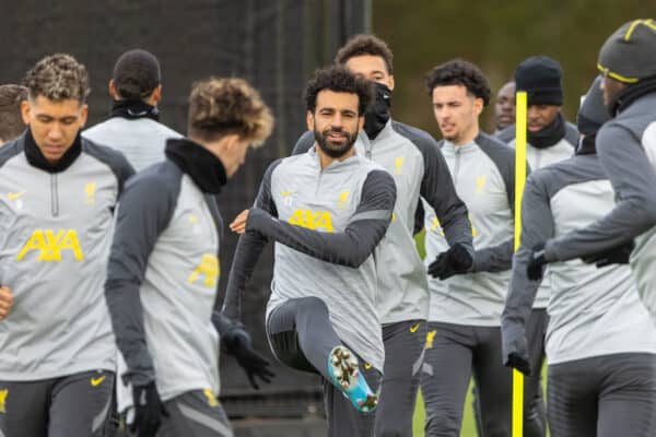 LIVERPOOL, ENGLAND - Tuesday, February 15, 2022: Liverpool's Mohamed Salah during a training session at the AXA Training Centre ahead of the UEFA Champions League Round of 16 1st Leg game between FC Internazionale Milano and Liverpool FC. (Pic by David Rawcliffe/Propaganda)