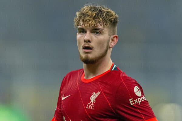 MILAN, ITALY - Tuesday, February 15, 2022: Liverpool's Harvey Elliott during the UEFA Champions League Round of 16 1st Leg game between FC Internazionale Milano and Liverpool FC at the Stadio San Siro. (Pic by David Rawcliffe/Propaganda)