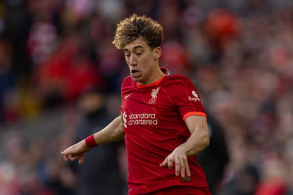 LIVERPOOL, ENGLAND - Saturday, February 19, 2022: Liverpool's Kostas Tsimikas during the FA Premier League match between Liverpool FC and Norwich City FC at Anfield. (Pic by David Rawcliffe/Propaganda)