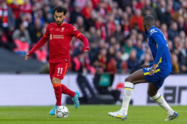 LONDON, ENGLAND - Sunday, February 27, 2022: Liverpool's Mohamed Salah during the Football League Cup Final match between Chelsea FC and Liverpool FC at Wembley Stadium. (Pic by David Rawcliffe/Propaganda)