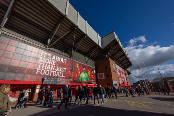 LIVERPOOL, ENGLAND - Friday, March 4, 2022: A general view the exterior of the Spion Kop before the FA Premier League match between Liverpool FC and West Ham United FC at Anfield. (Pic by David Rawcliffe/Propaganda)