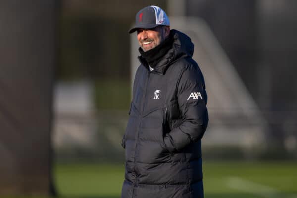 LIVERPOOL, ENGLAND - Monday, March 7, 2022: Liverpool's manager Jürgen Klopp during a training session at the AXA Training Centre ahead of the UEFA Champions League Round of 16 2nd Leg game between Liverpool FC and FC Internazionale Milano. (Pic by David Rawcliffe/Propaganda)